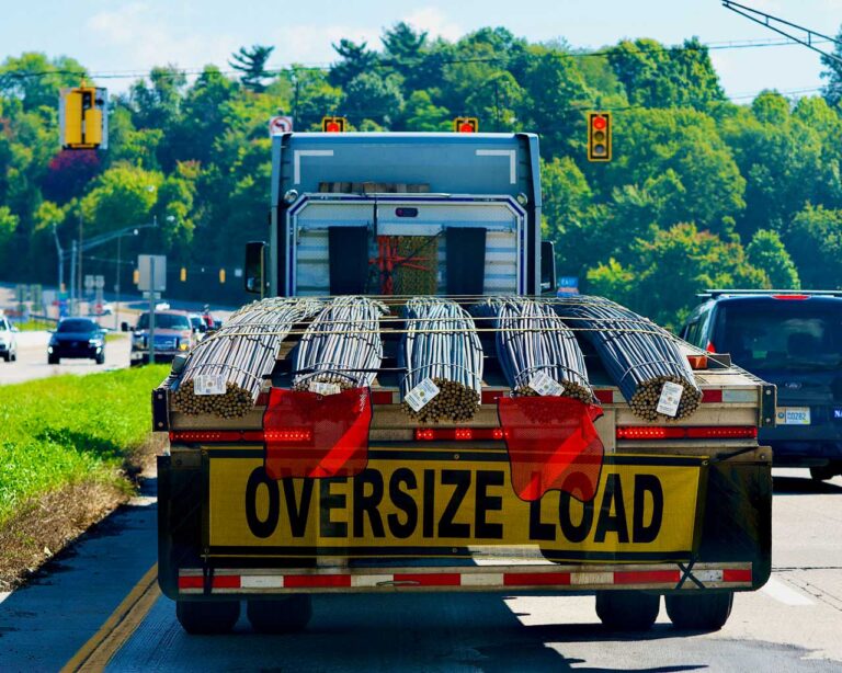 Truck delivering construction materials to a jobsite